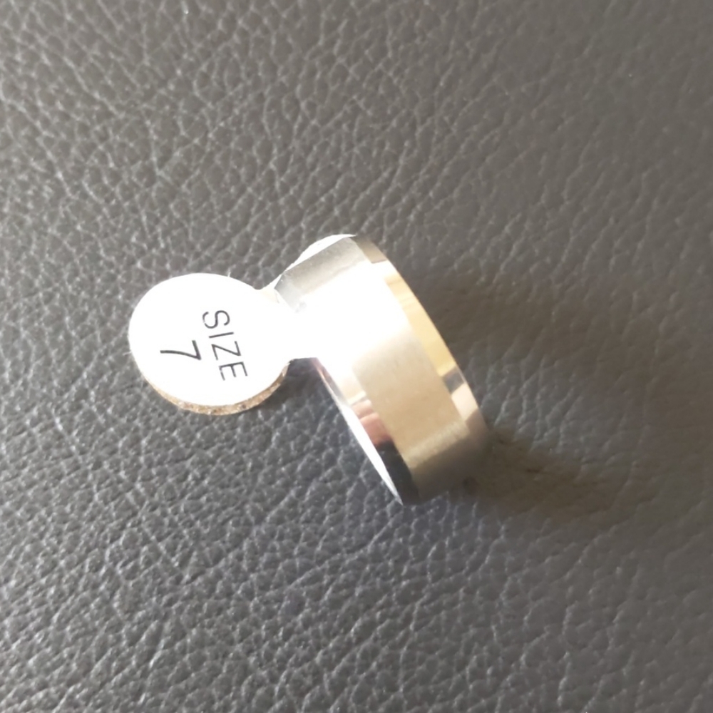 8 mm Brushed Stainless Steel Wedding Band - Sz 7